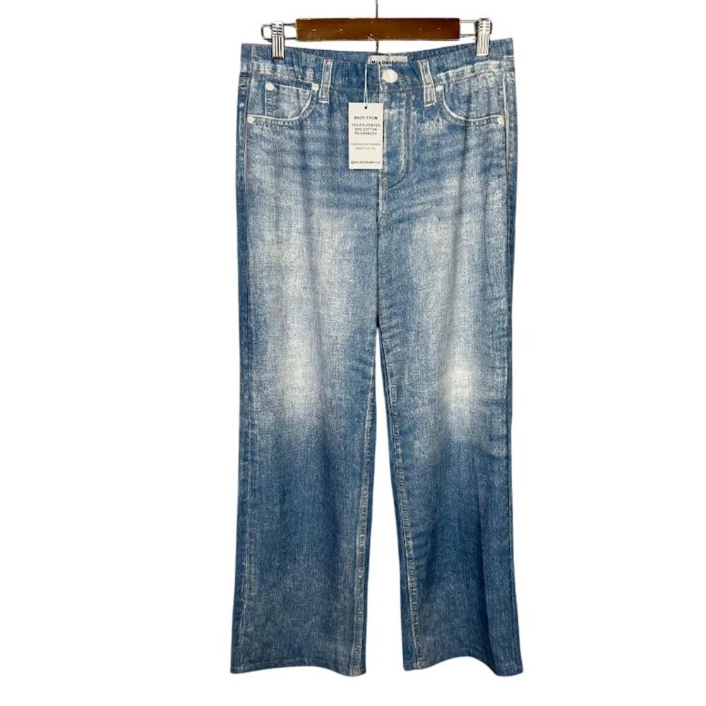 NEW Mila Rosabella Sweatpants Wide Leg Jean L Blue Elastic Waist Stretch NWT - Picture 1 of 7